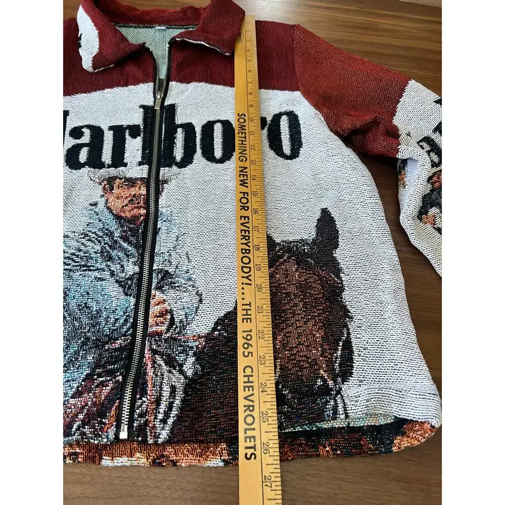 Marlboro Cowboy Tapestry Zip Jacket Western Graphic Size Small - Picture 7 of 9